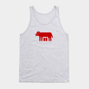 Minimalist design of Capitoline Wolf. Art in red ink Tank Top